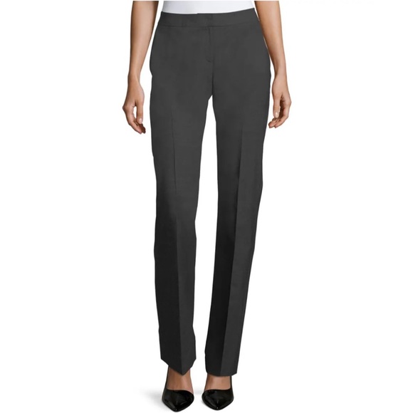 Lafayette 148 New York Pants - Lafayette 148 Barrow stretch wool straight leg pants trousers grey workwear